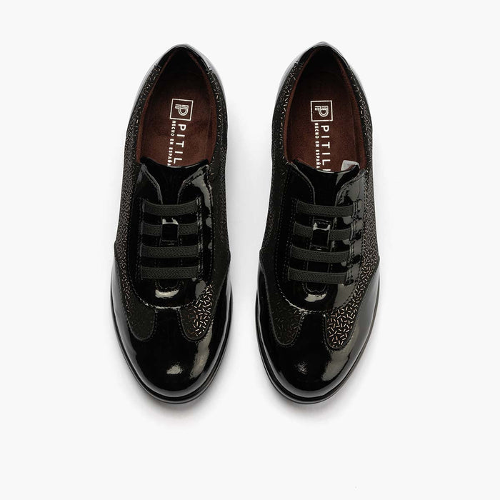 Pitillos Zapato Deportivo Elásticos De Mujer Color Negro
