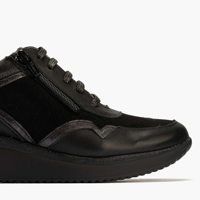 Pitillos Zapato Deportivo Napa Con Cremallera Mujer Color Negro