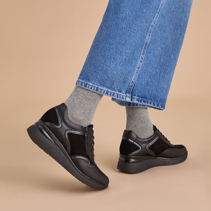 pitillos Zapato Deportivo Napa con Cremallera mujer color negro