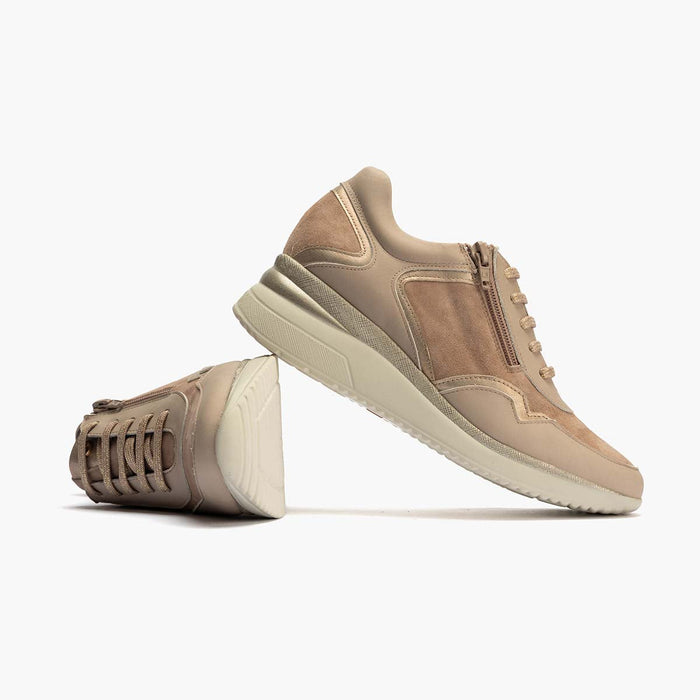 Pitillos Zapato Deportivo Napa Con Cremallera Mujer Color Piedra
