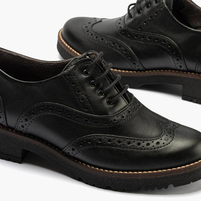 Pitillos Zapato Inglés En Napa De Mujer Color Negro