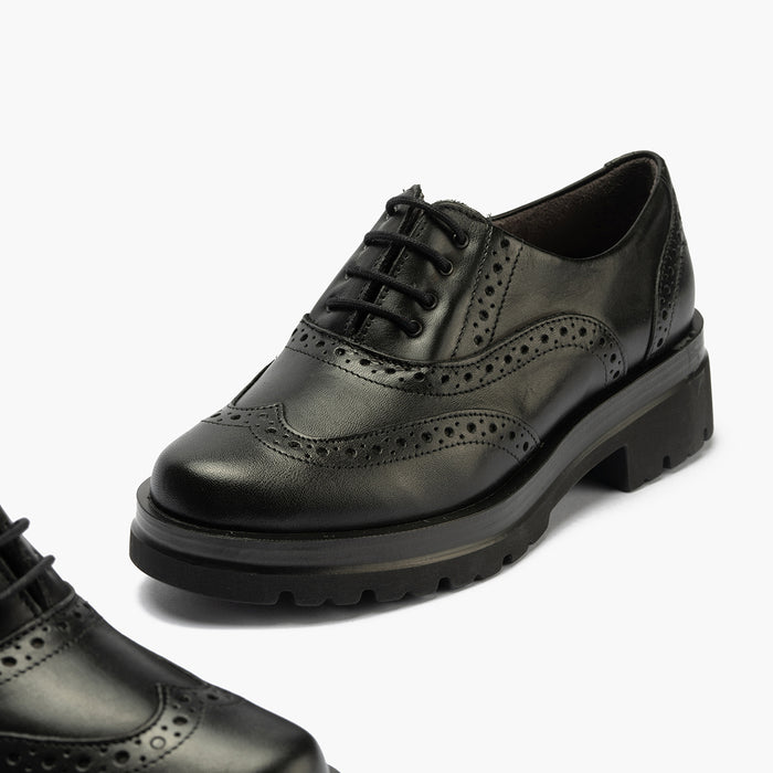 pitillos Zapato Inglés en Napa de mujer color negro