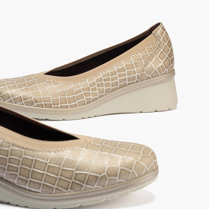 Pitillos Zapato Salón Pico Con Elástico De Mujer Color Piedra