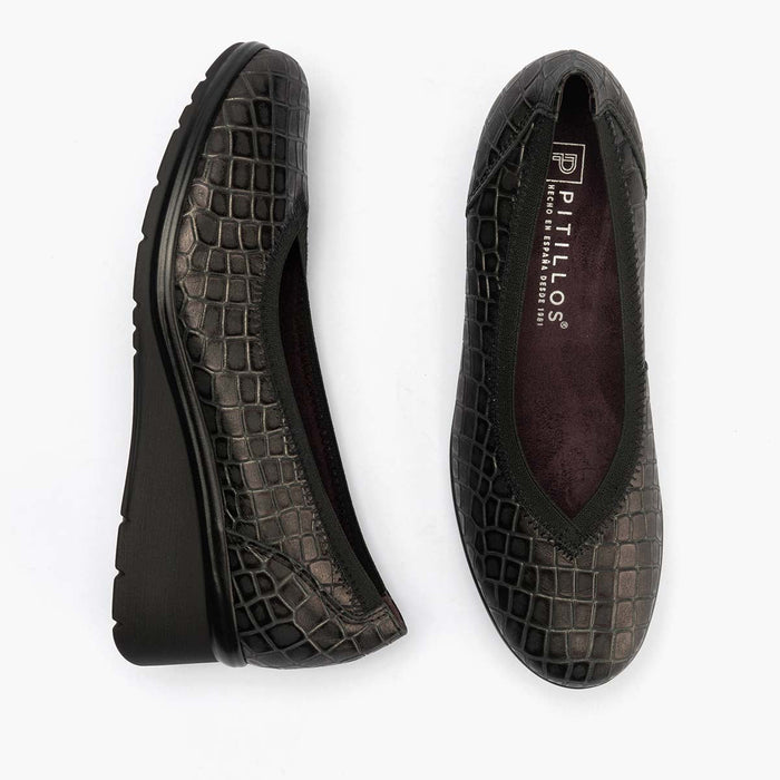 Pitillos Zapato Salón Pico Con Elástico Para Mujer Color Negro