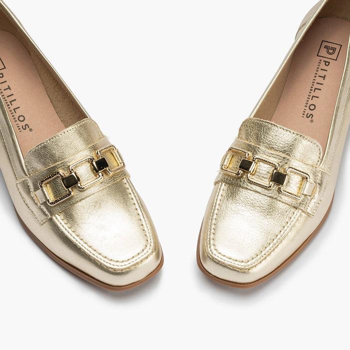 pitillos Zapatos de salón de mujer con adorno cadena metálica DORADO