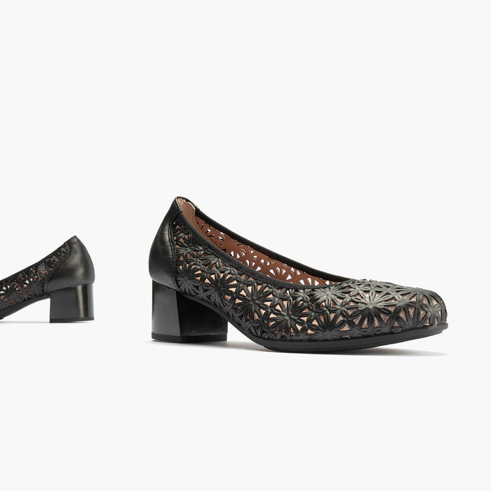 Pitillos Zapatos De Salón De Mujer Con Piel Picada Y Tacón Medio NEGRO