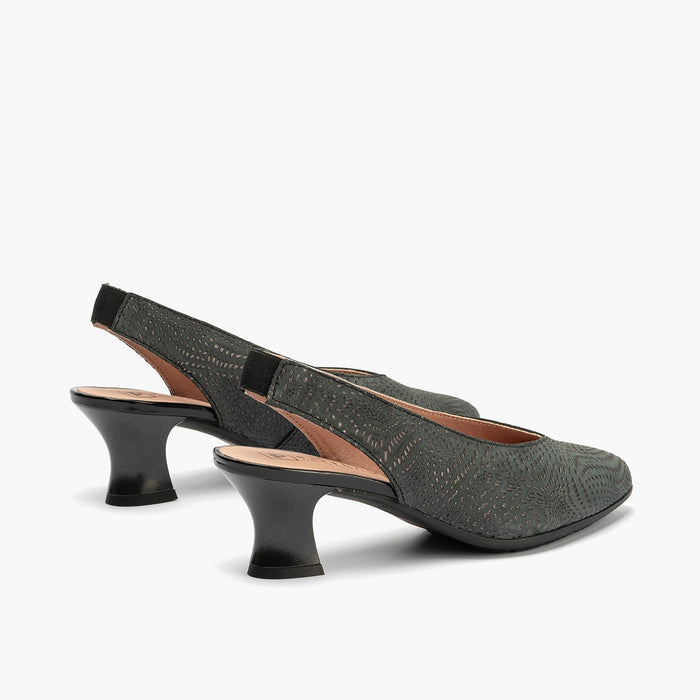 Pitillos Zapatos De Salón De Mujer Destalonado En Piel Y Tacón Embudo NEGRO