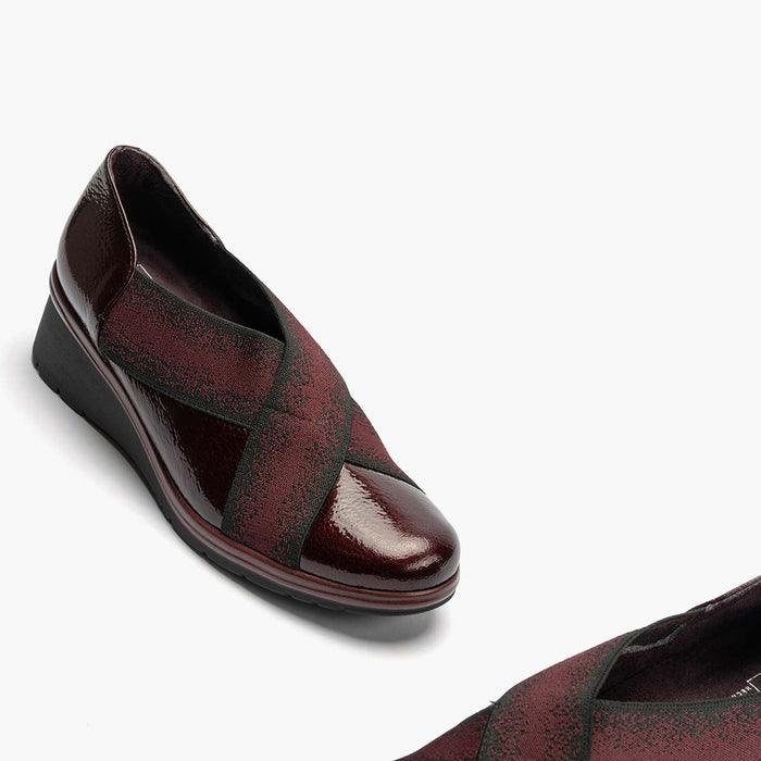 Pitillos Zapatos Elásticos Cruzados De Mujer Color Burdeos