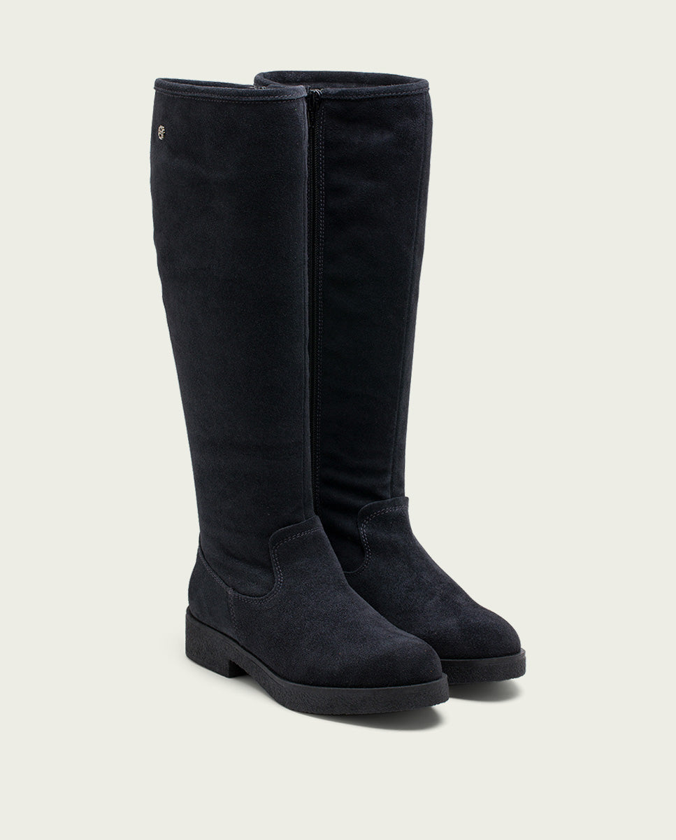 Porronet BOTAS ALTAS DE PIEL CARBÓN CON CREMALLERA DUNA