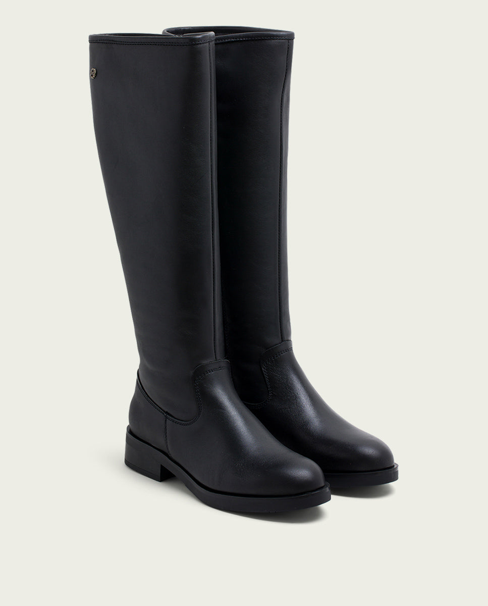 Porronet BOTAS ALTAS DE PIEL NEGRA CON CREMALLERA ELBA