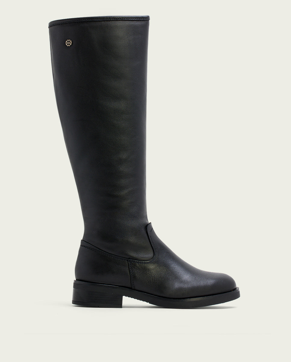 porronet BOTAS ALTAS DE PIEL NEGRA CON CREMALLERA ELBA