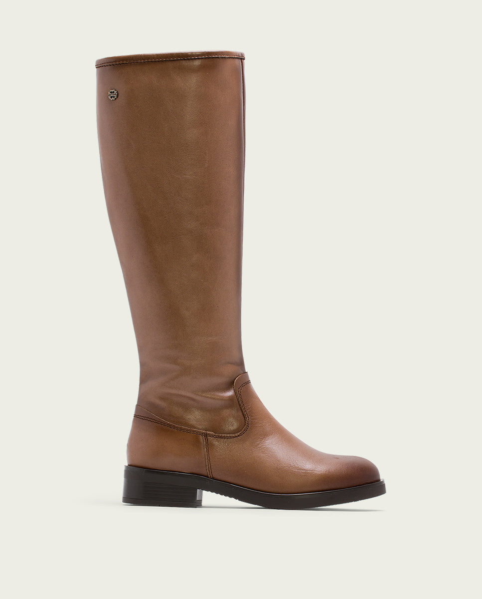 Porronet BOTAS ALTAS DE PIEL TAUPE CON CREMALLERA ELBA