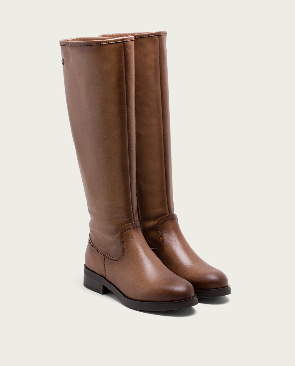 Porronet BOTAS ALTAS DE PIEL TAUPE CON CREMALLERA ELBA