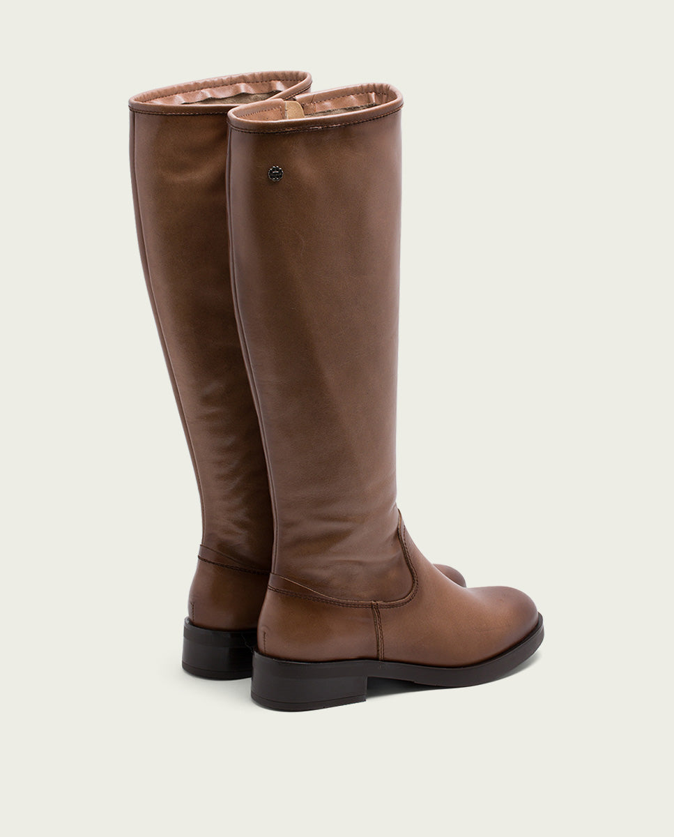 Porronet BOTAS ALTAS DE PIEL TAUPE CON CREMALLERA ELBA