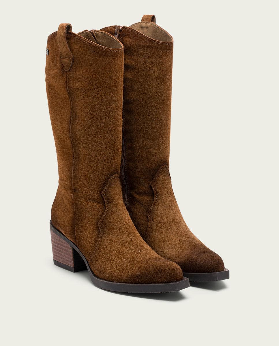 Porronet BOTAS COWBOY DE PIEL CUERO CON CREMALLERA HILDA