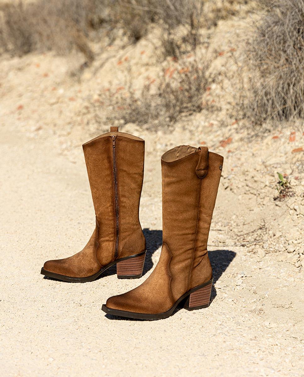 porronet BOTAS COWBOY DE PIEL CUERO CON CREMALLERA HILDA