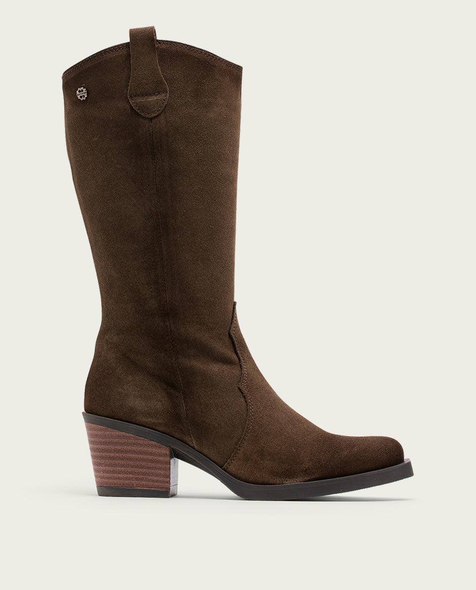 Porronet BOTAS COWBOY DE PIEL MOKA CON CREMALLERA HILDA