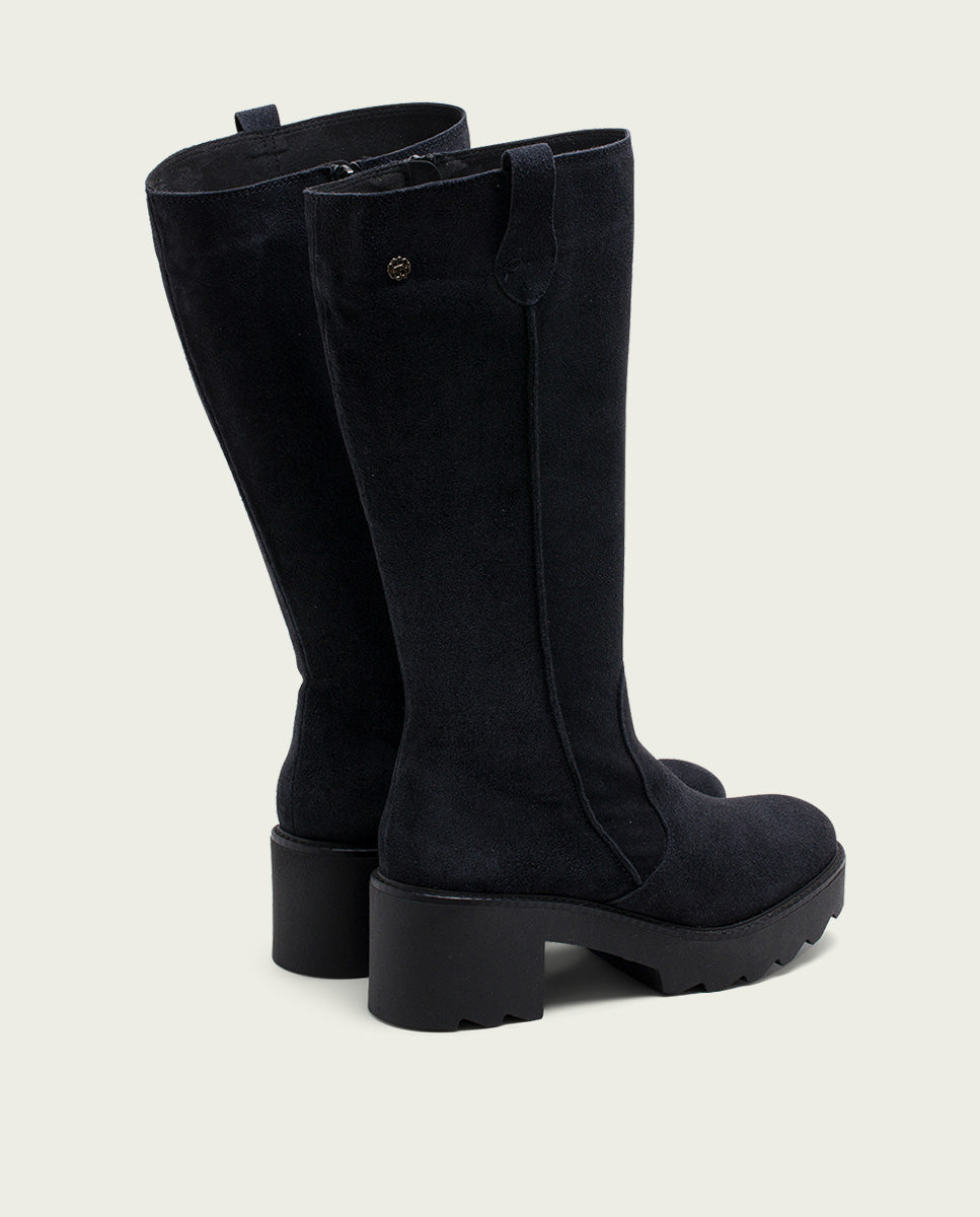 Porronet BOTAS DE PIEL CON CREMALLERA CARBÓN MEGHAN