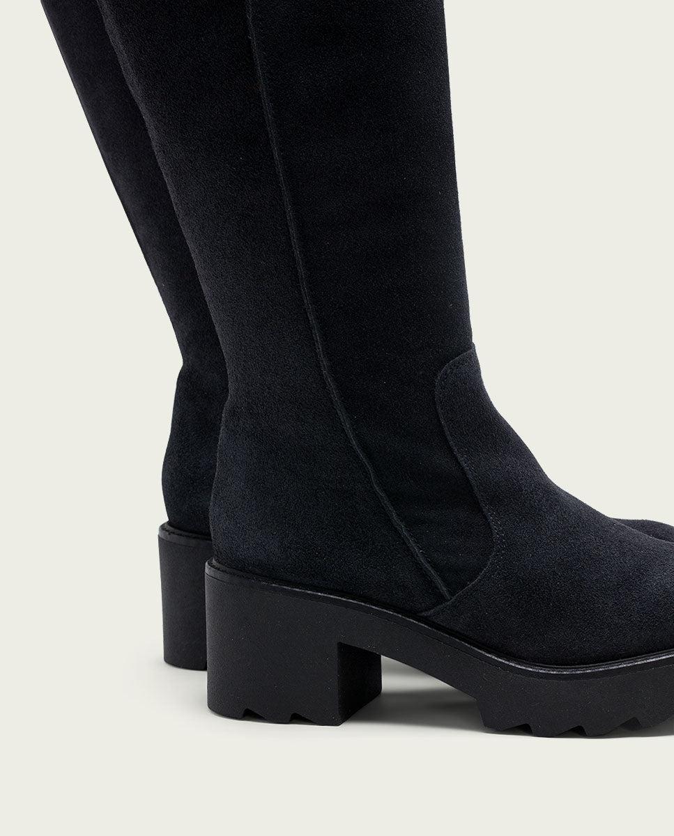 Porronet BOTAS DE PIEL CON CREMALLERA CARBÓN MEGHAN