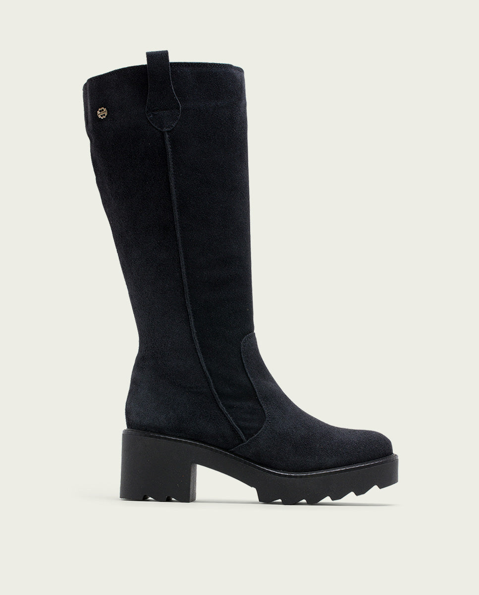 porronet BOTAS DE PIEL CON CREMALLERA CARBÓN MEGHAN