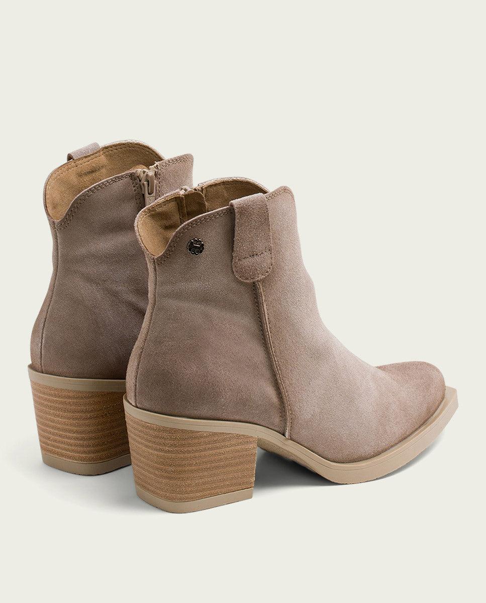 Porronet BOTINES COWBOY DE PIEL ARENA CON CREMALLERA HEBE