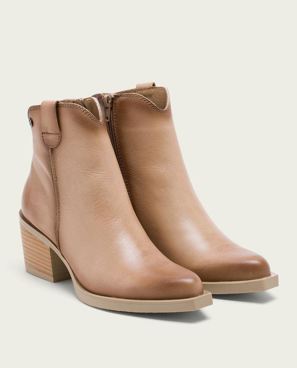 Porronet BOTINES COWBOY DE PIEL CAMEL CON CREMALLERA HADRIA