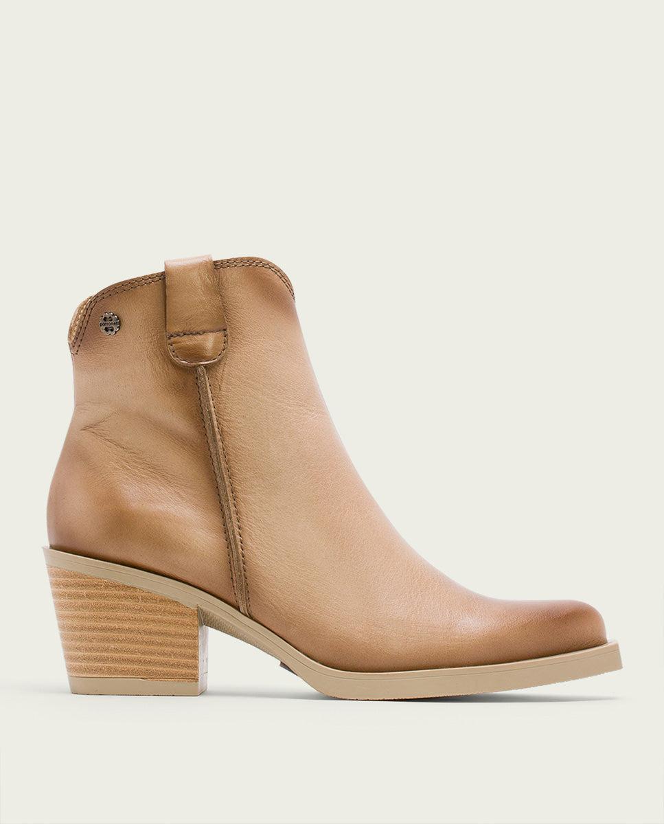 porronet BOTINES COWBOY DE PIEL CAMEL CON CREMALLERA HADRIA