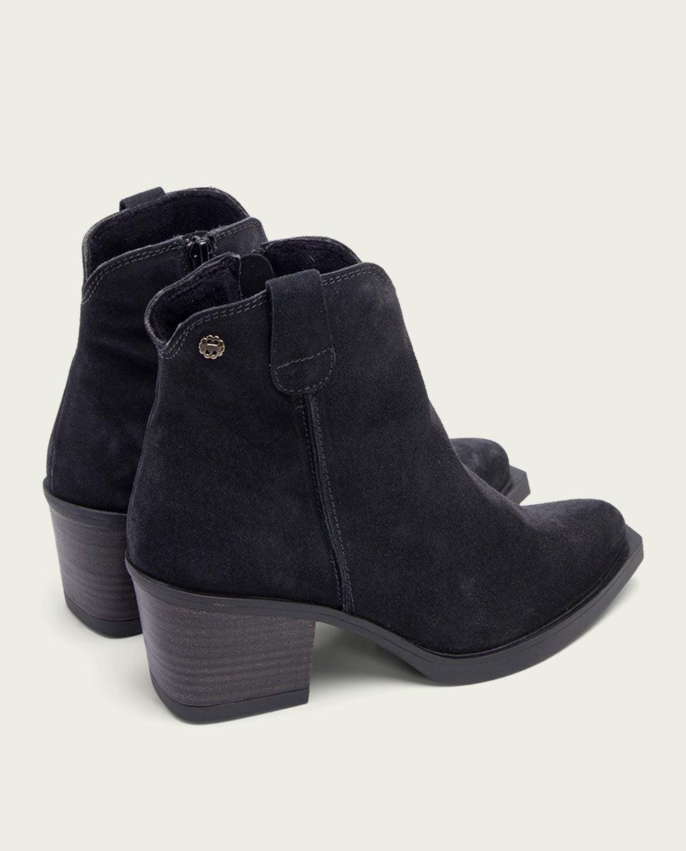 Porronet BOTINES COWBOY DE PIEL CARBÓN CON CREMALLERA HEBE