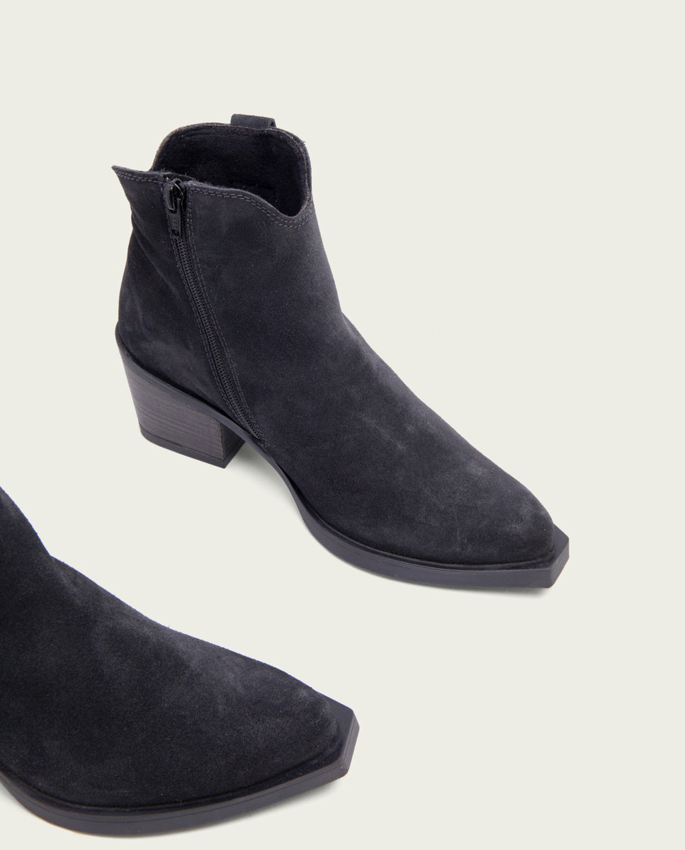 Porronet BOTINES COWBOY DE PIEL CARBÓN CON CREMALLERA HEBE