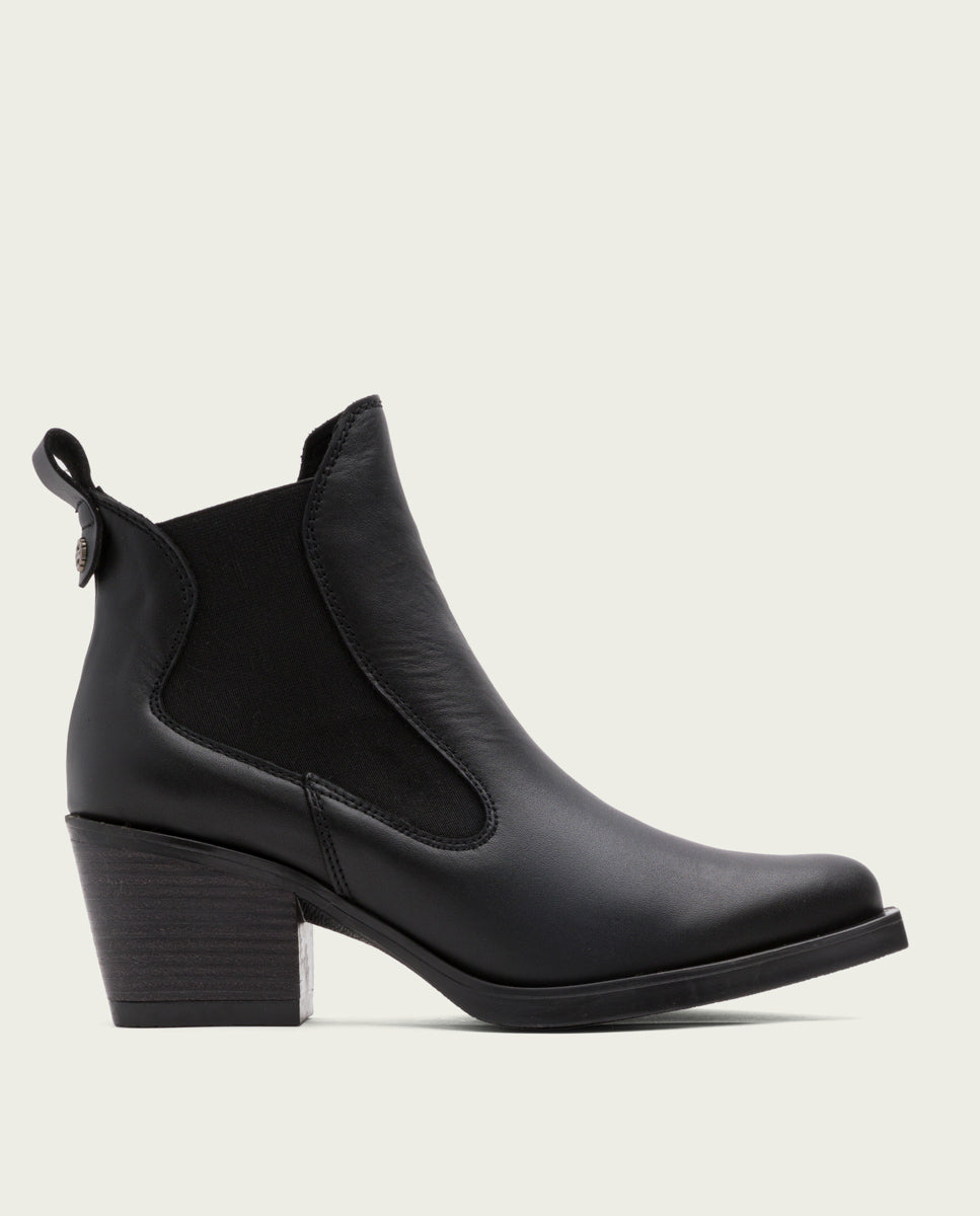 porronet BOTINES COWBOY DE PIEL NEGRA CON ELÁSTICOS HADDIE