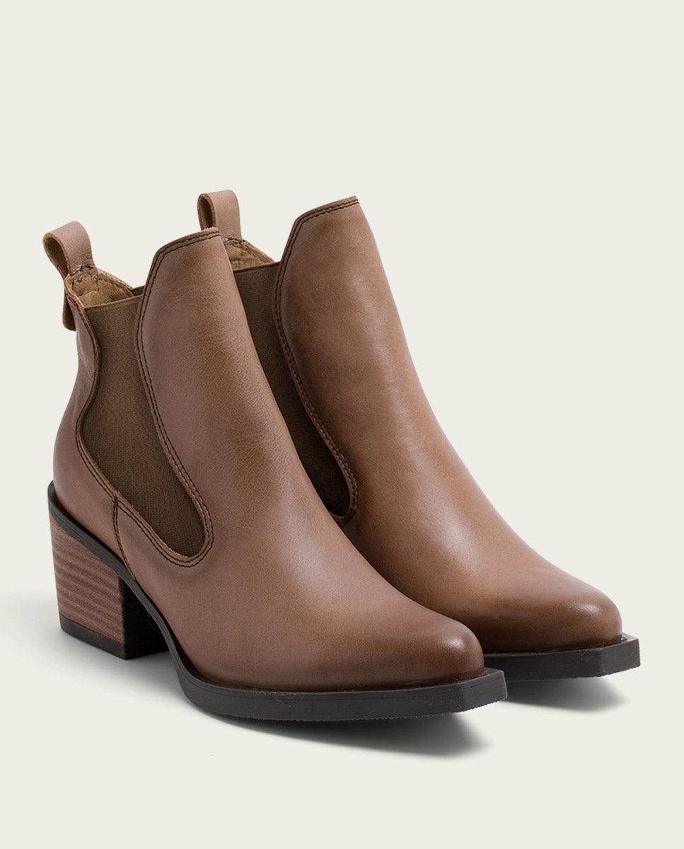 Porronet BOTINES COWBOY DE PIEL TAUPE CON ELÁSTICOS HADDIE