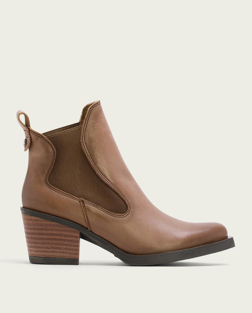 porronet BOTINES COWBOY DE PIEL TAUPE CON ELÁSTICOS HADDIE