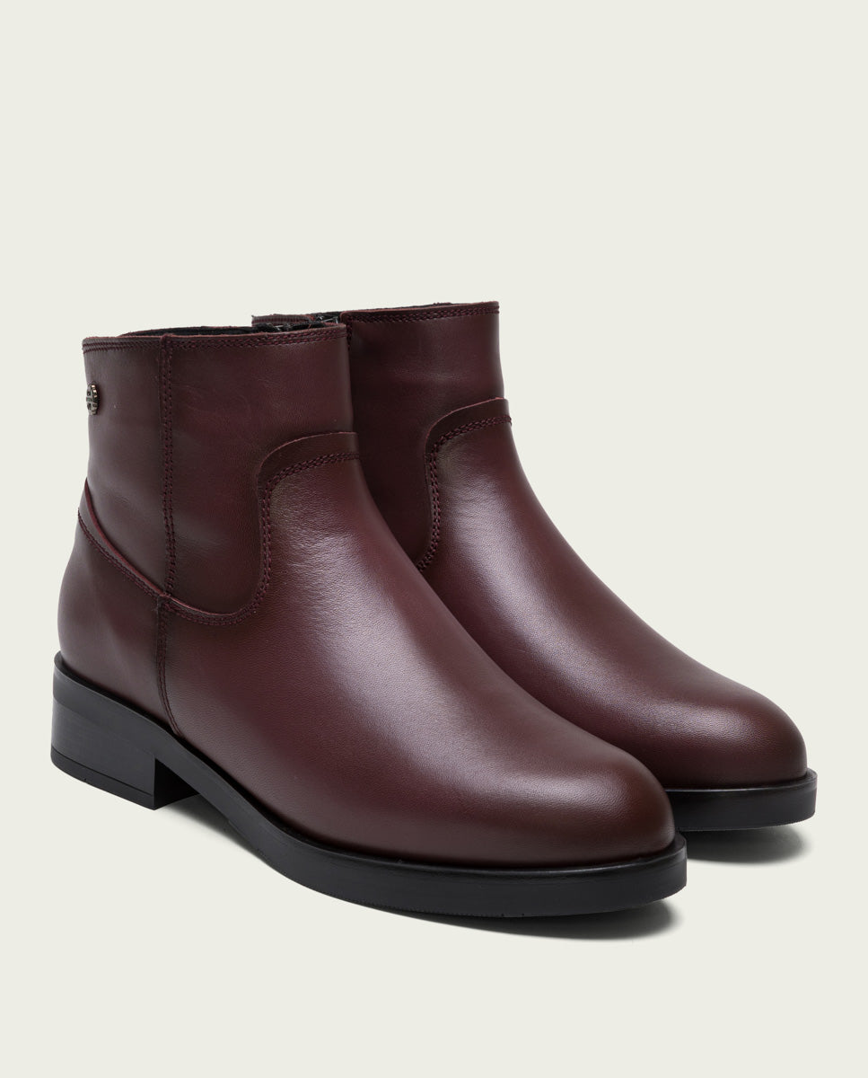 Porronet BOTINES DE PIEL BURDEOS CON CREMALLERA EINES