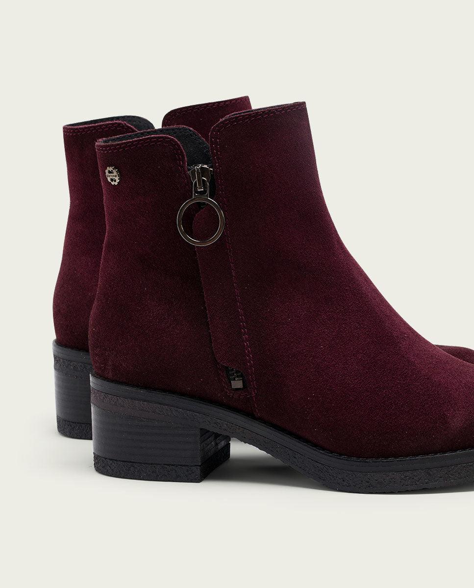 Porronet BOTINES DE PIEL BURDEOS CON CREMALLERA GLEDA