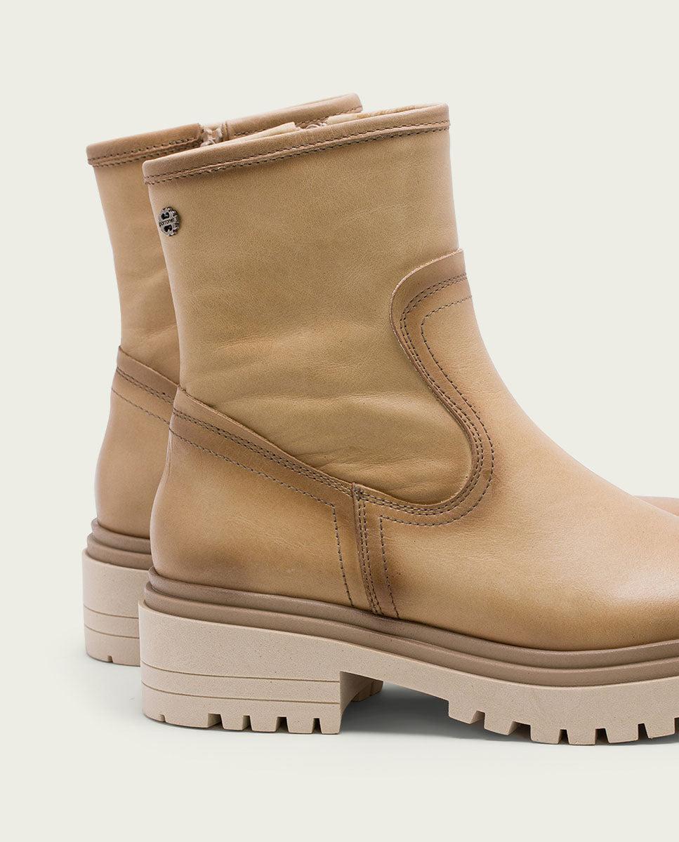 Porronet BOTINES DE PIEL CAMEL CON CREMALLERA FIALA