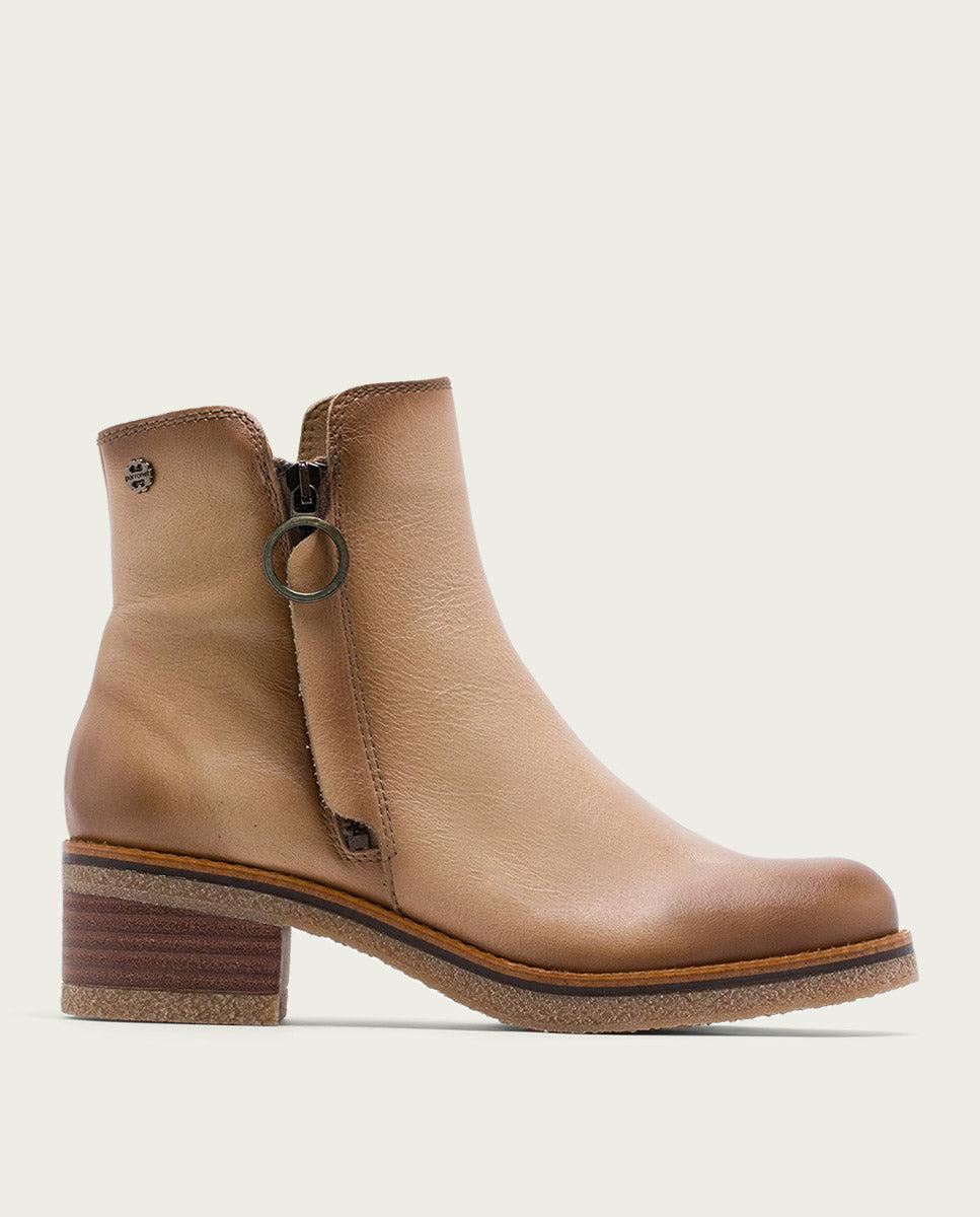 Porronet BOTINES DE PIEL CAMEL CON CREMALLERA GINGER