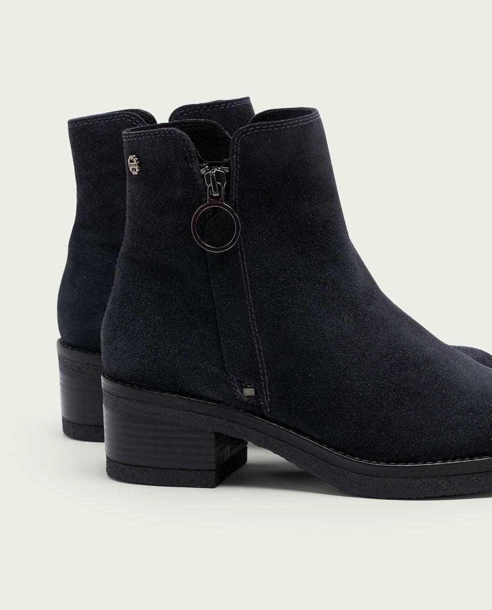 Porronet BOTINES DE PIEL CARBÓN CON CREMALLERA GLEDA