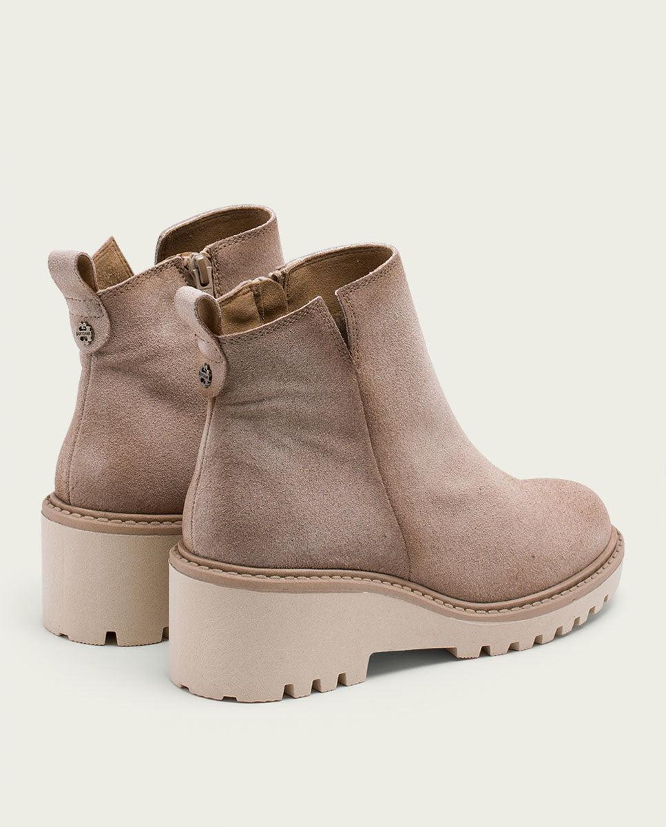 Porronet BOTINES DE PIEL CON CUÑA Y CREMALLERA ARENA LIDIA