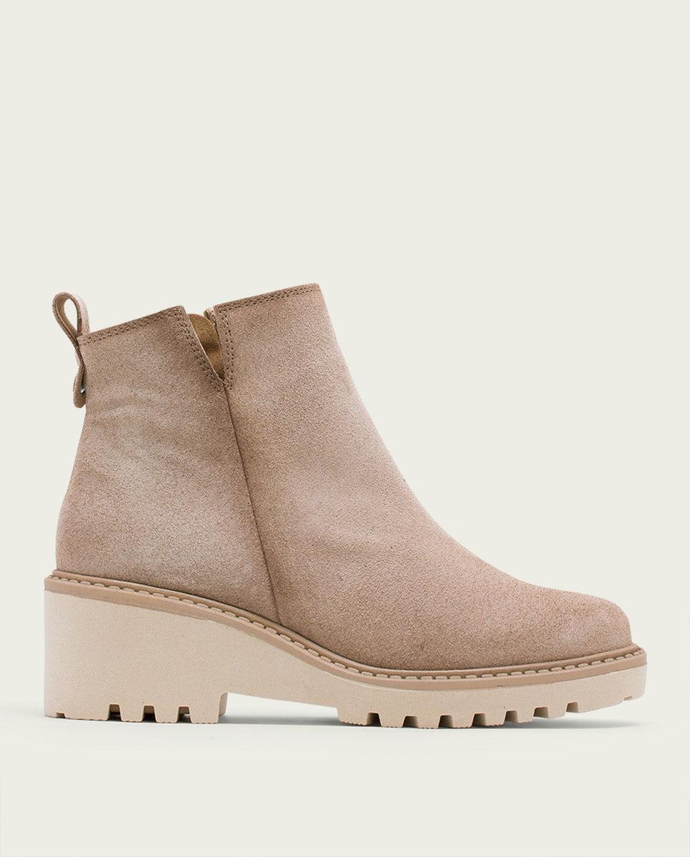 Porronet BOTINES DE PIEL CON CUÑA Y CREMALLERA ARENA LIDIA