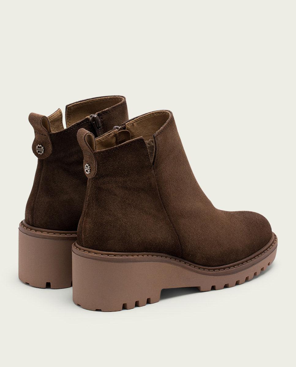 Porronet BOTINES DE PIEL CON CUÑA Y CREMALLERA MOKA LIDIA