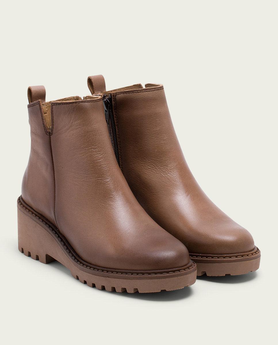 Porronet BOTINES DE PIEL CON CUÑA Y CREMALLERA TAUPE LETHA