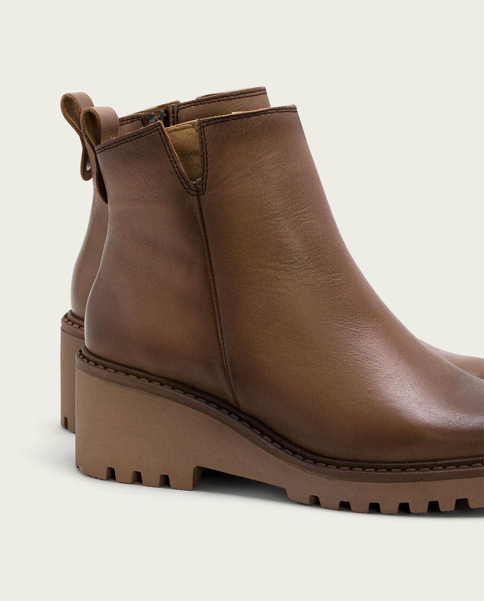 Porronet BOTINES DE PIEL CON CUÑA Y CREMALLERA TAUPE LETHA