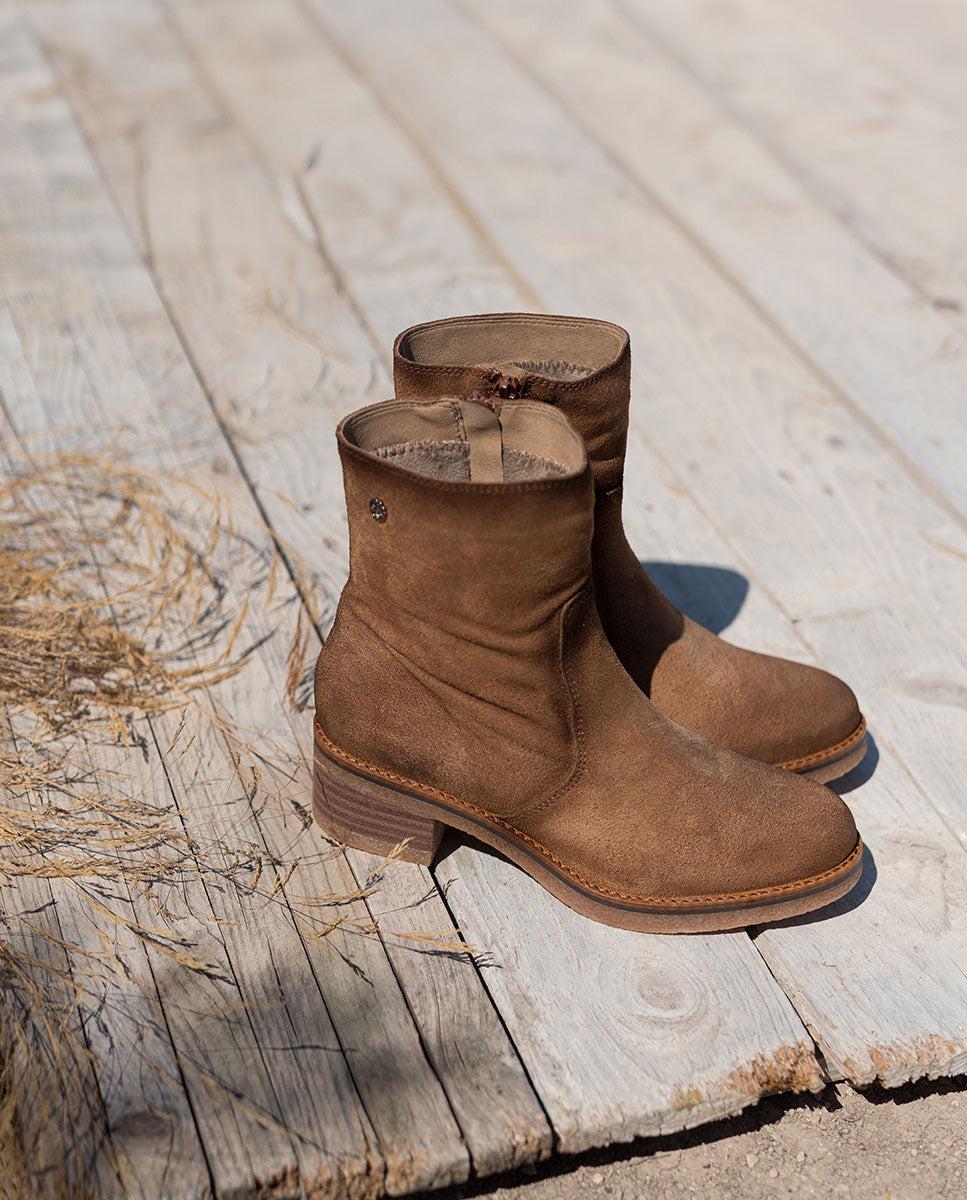 porronet BOTINES DE PIEL MOKA CON CREMALLERA GIUNIA