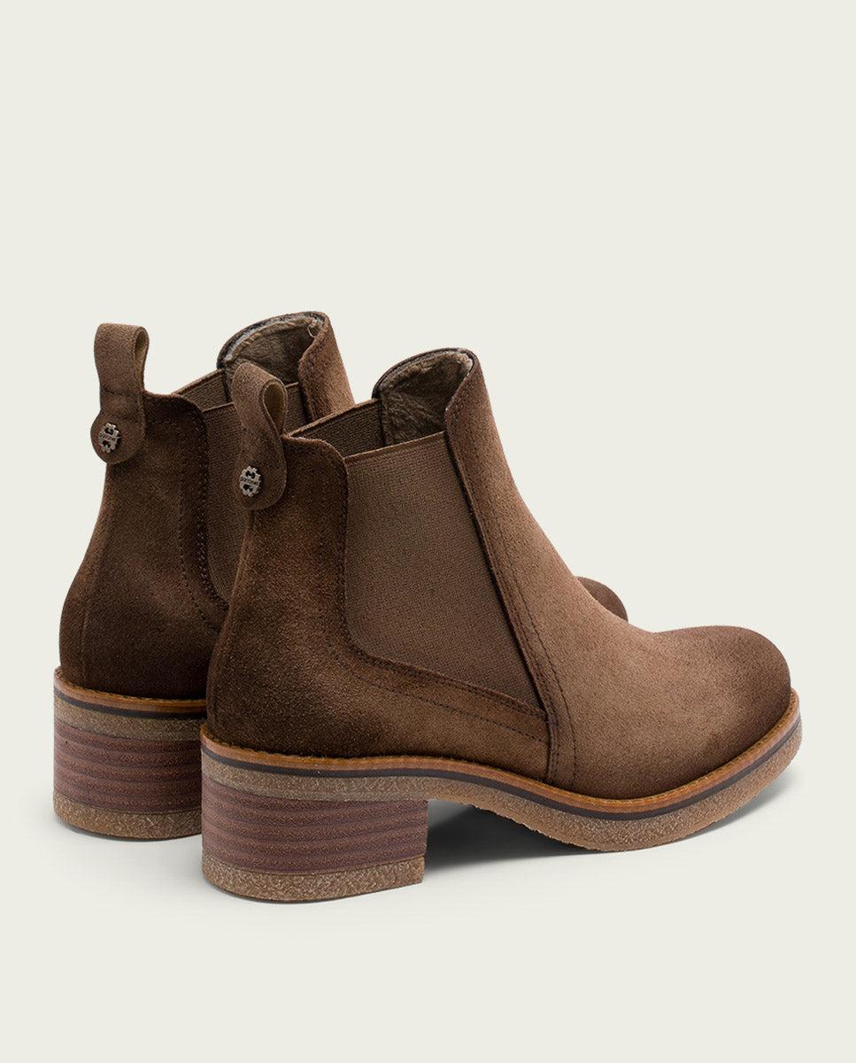 Porronet BOTINES DE PIEL MOKA CON ELÁSTICOS GILLIAN