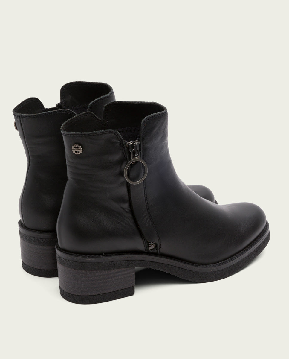 Porronet BOTINES DE PIEL NEGRA CON CREMALLERA GINGER