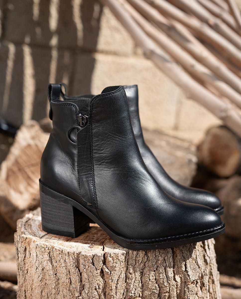 porronet BOTINES DE PIEL NEGRA CON CREMALLERA JAELA