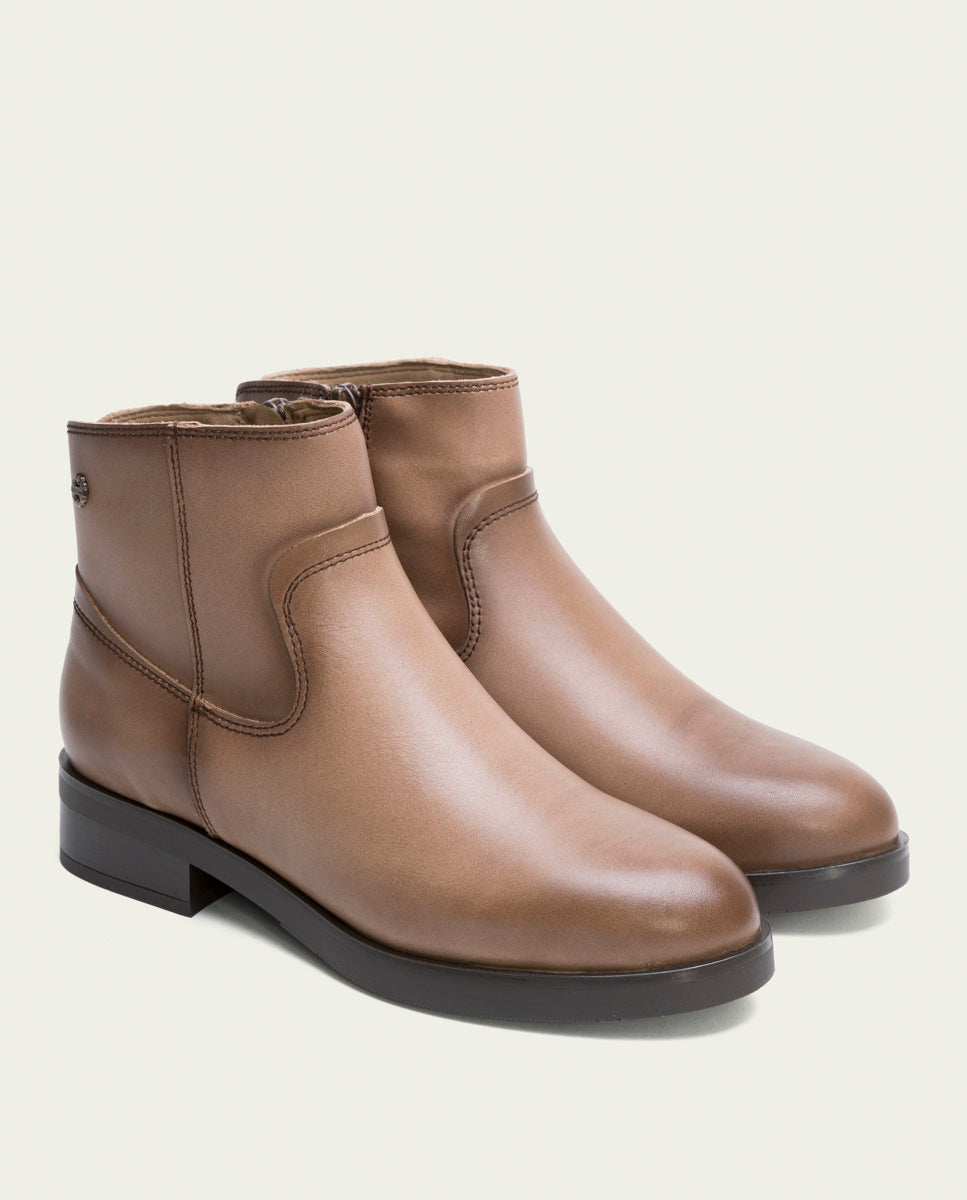 Porronet BOTINES DE PIEL TAUPE CON CREMALLERA EINES