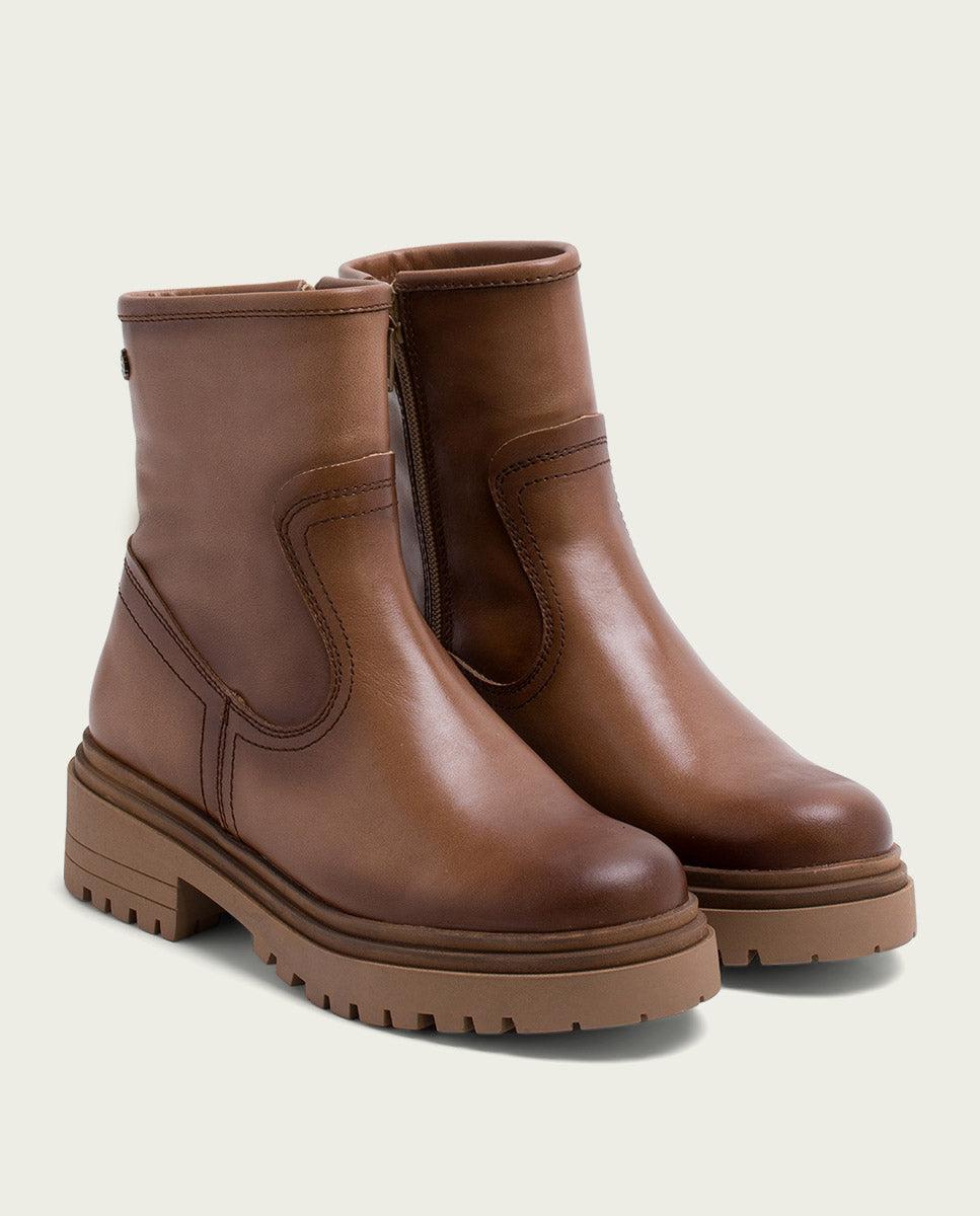 Porronet BOTINES DE PIEL TAUPE CON CREMALLERA FIALA