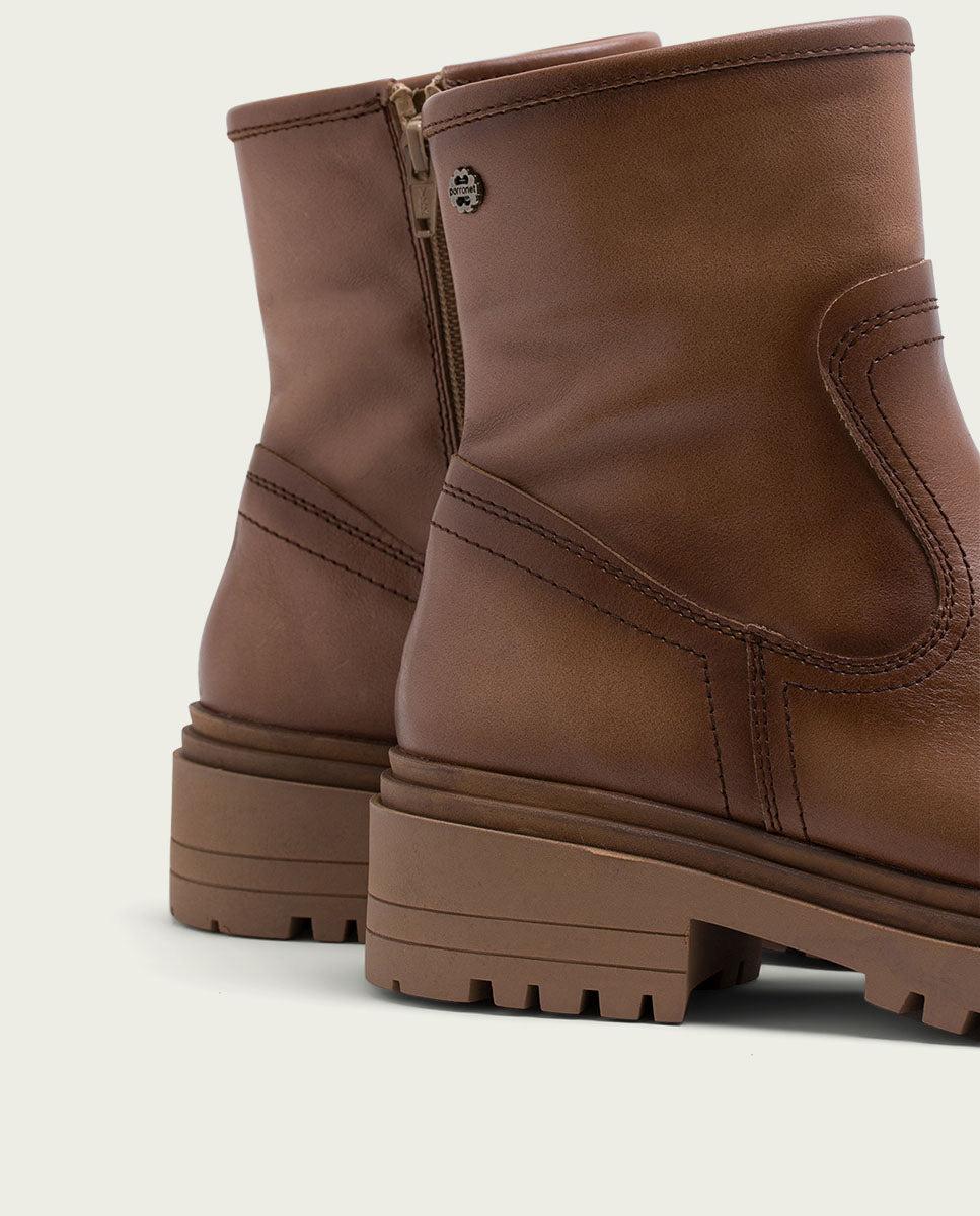 Porronet BOTINES DE PIEL TAUPE CON CREMALLERA FIALA