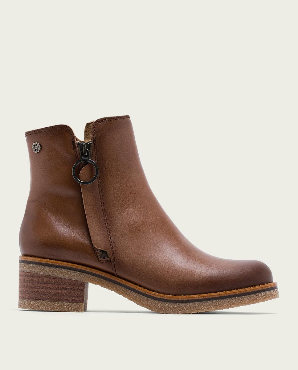 porronet BOTINES DE PIEL TAUPE CON CREMALLERA GINGER